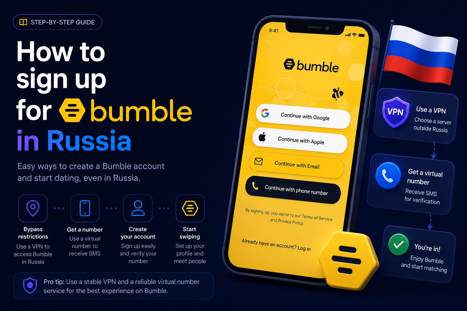 How to sign up for bumble in Russia