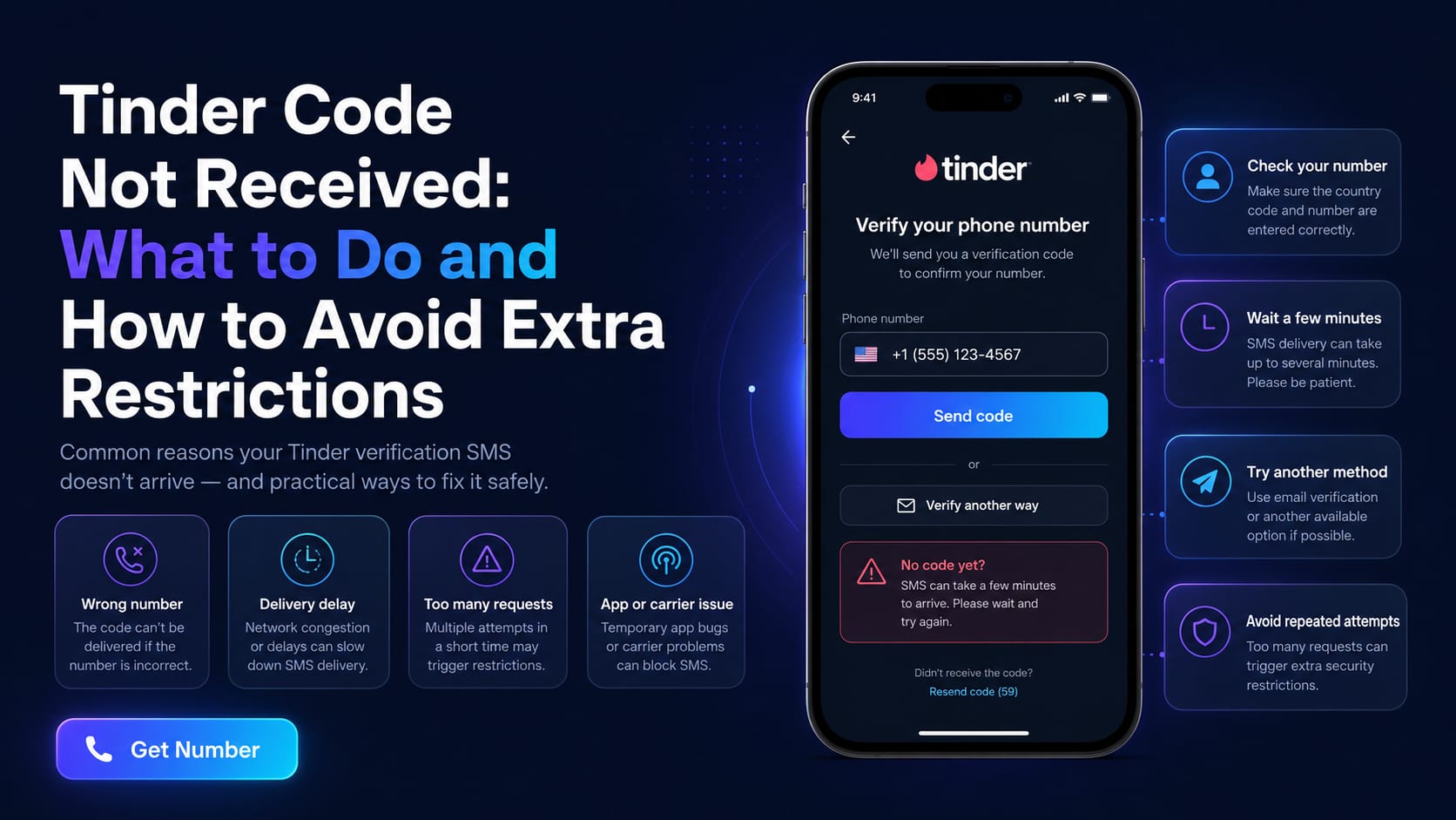 Tinder code not received: what to do and how to avoid extra restrictions